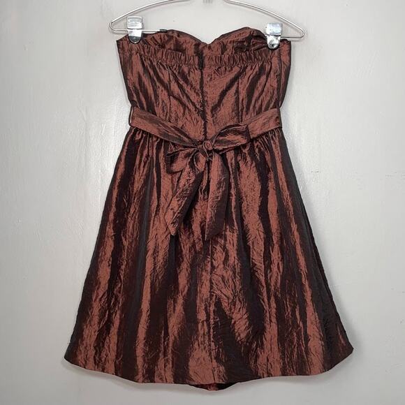 Mystic Brown Taffeta Strapless Dress Size S Prom Homecoming Dance HOCO Mini Y2K - Picture 4 of 9
